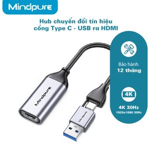 Bộ Hub chuyển đổi tín cổng Type C – USB ra HDMI Mindpure AD051