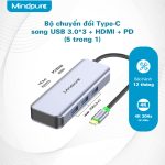 Bộ Hub chuyển đổi USB-C ra USB3.0*3/HDMI/PD Mindpure HU007 thumbnail