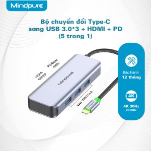 Bộ Hub chuyển đổi USB-C ra USB3.0*3/HDMI/PD Mindpure HU007