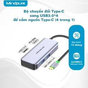 Bộ Hub chuyển đổi USB Type-C ra 4 cổng USB3.0 và 1 cổng Type-C Mindpure HU013