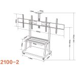 Giá treo 2 màn hình tương tác, tivi di động Dalite 2100-2 thumbnail